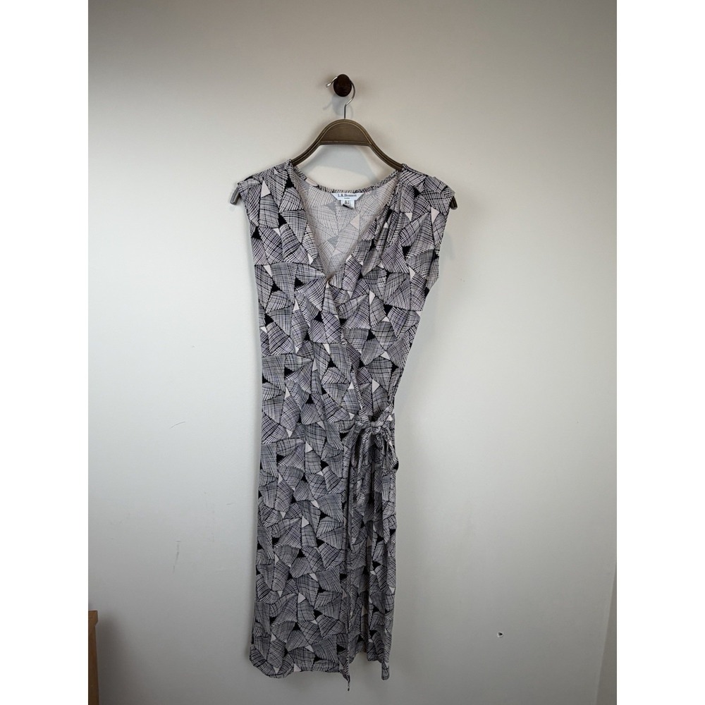 LK Bennett Women's Geometric Wrap Dress Size 4 Tan Black Beige Neutral